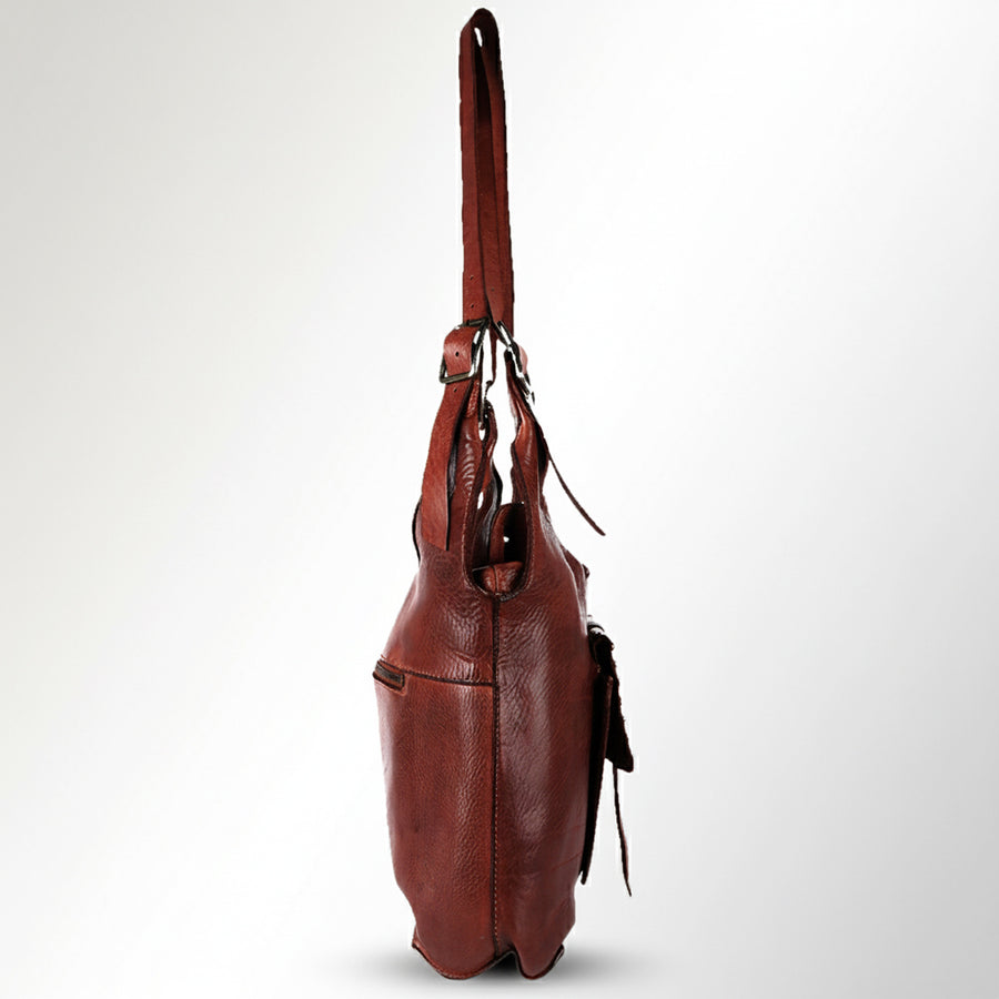 Spaghetti Western Swc125Cg Tote Vintage Handmade Drum Dyed Genuine European Cowhide Leather Women Bag Western Handbag Purse