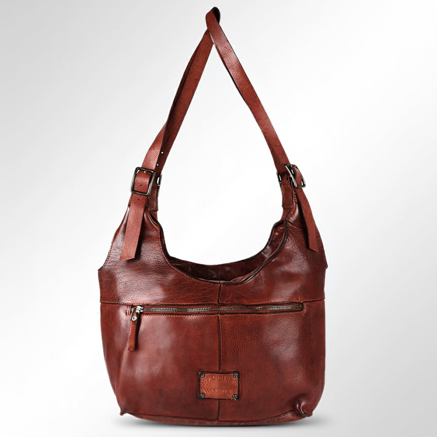 Spaghetti Western Swc125Cg Tote Vintage Handmade Drum Dyed Genuine European Cowhide Leather Women Bag Western Handbag Purse
