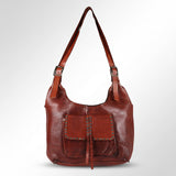 Spaghetti Western Swc125Cg Tote Vintage Handmade Drum Dyed Genuine European Cowhide Leather Women Bag Western Handbag Purse