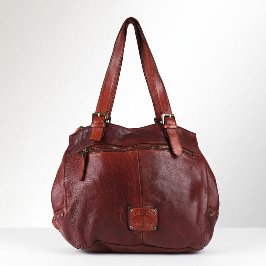 Spaghetti Western Swc126Cg Tote Vintage Handmade Drum Dyed Genuine European Cowhide Leather Women Bag Western Handbag Purse