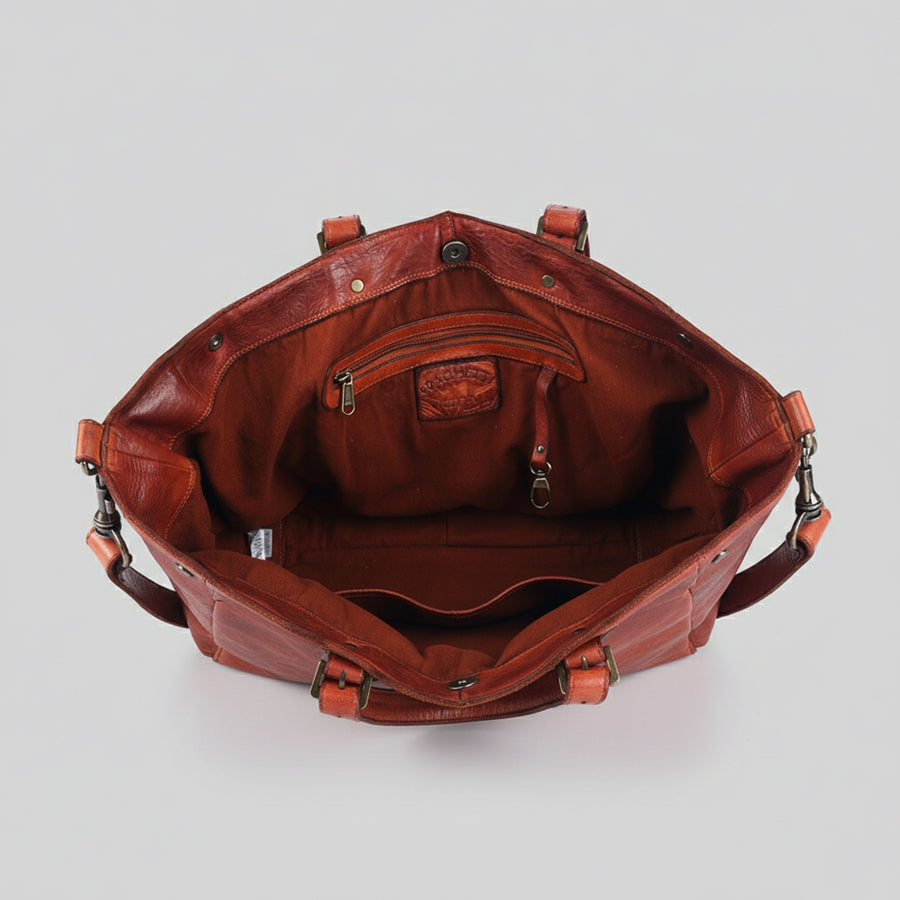 Spaghetti Western Swc126Cg Tote Vintage Handmade Drum Dyed Genuine European Cowhide Leather Women Bag Western Handbag Purse