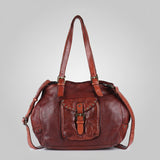 Spaghetti Western Swc126Cg Tote Vintage Handmade Drum Dyed Genuine European Cowhide Leather Women Bag Western Handbag Purse