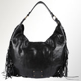 Spaghetti Western Swc127Blk Hobo Vintage Handmade Drum Dyed Genuine European Cowhide Leather Women Bag Western Handbag Purse