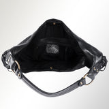 Spaghetti Western Swc127Blk Hobo Vintage Handmade Drum Dyed Genuine European Cowhide Leather Women Bag Western Handbag Purse