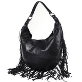 Spaghetti Western Swc127Blk Hobo Vintage Handmade Drum Dyed Genuine European Cowhide Leather Women Bag Western Handbag Purse