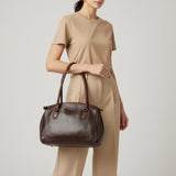 Spaghetti Western Swc131Brn Tote Vintage Handmade Drum Dyed Genuine European Cowhide Leather Women Bag Western Handbag Purse