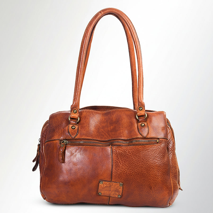 Spaghetti Western Swc131Cg Tote Vintage Handmade Drum Dyed Genuine European Cowhide Leather Women Bag Western Handbag Purse