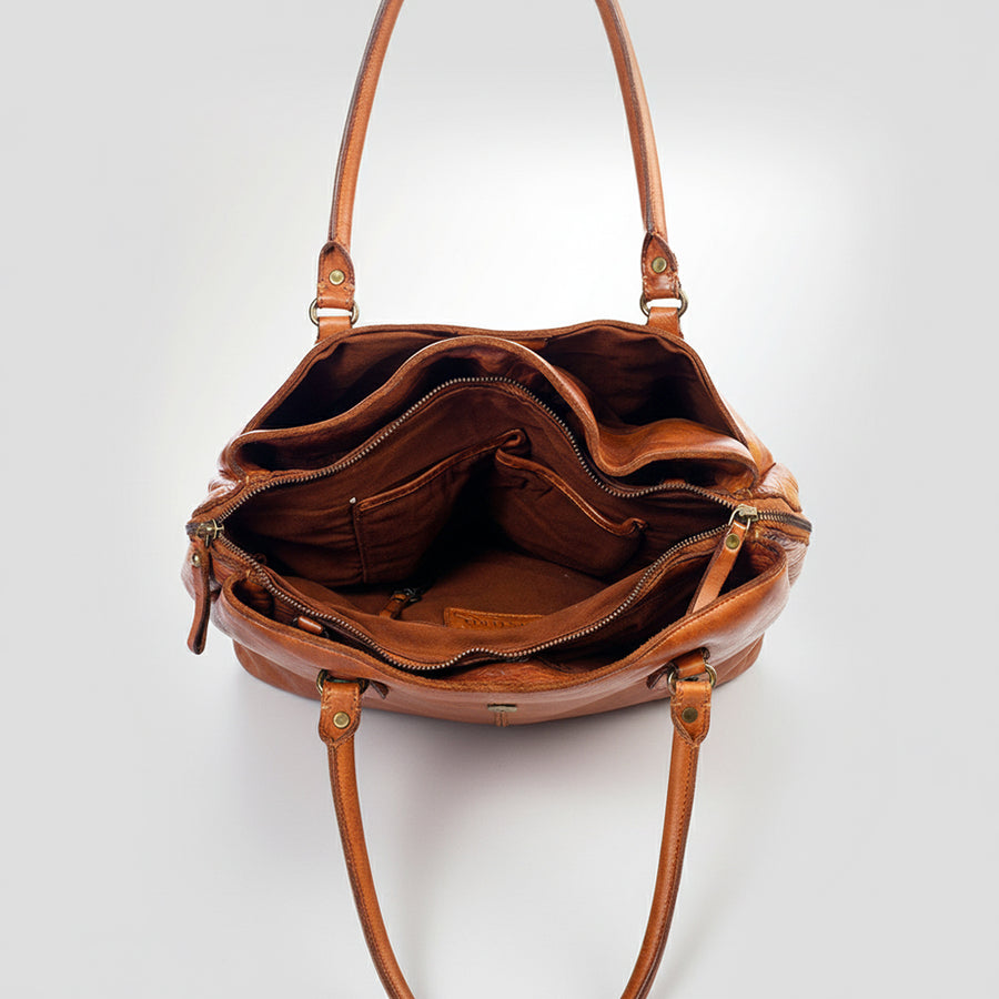 Spaghetti Western Swc131Cg Tote Vintage Handmade Drum Dyed Genuine European Cowhide Leather Women Bag Western Handbag Purse