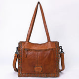 Spaghetti Western Swc133Tan Tote Vintage Handmade Drum Dyed Genuine European Cowhide Leather Women Bag Western Handbag Purse