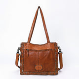 Spaghetti Western Swc133Tan Tote Vintage Handmade Drum Dyed Genuine European Cowhide Leather Women Bag Western Handbag Purse