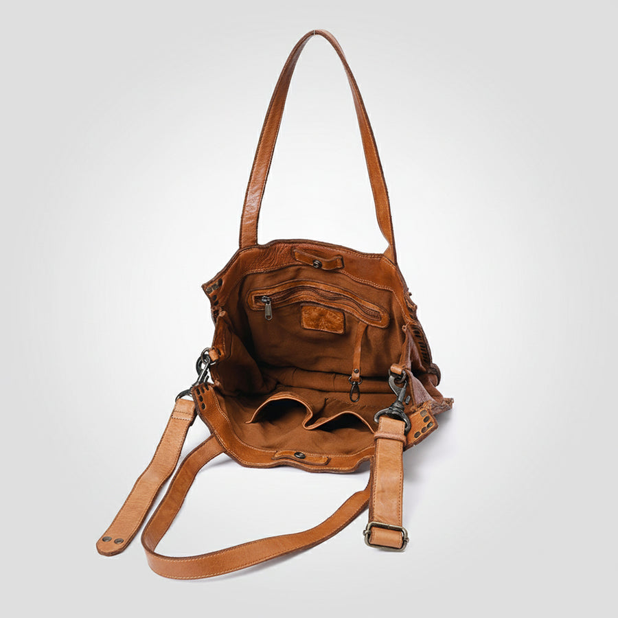 Spaghetti Western Swc133Tan Tote Vintage Handmade Drum Dyed Genuine European Cowhide Leather Women Bag Western Handbag Purse