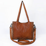 Spaghetti Western Swc133Tan Tote Vintage Handmade Drum Dyed Genuine European Cowhide Leather Women Bag Western Handbag Purse