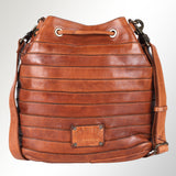 Spaghetti Western Swc138Btan Hobo Vintage Handmade Drum Dyed Genuine European Cowhide Leather Women Bag Western Handbag Purse