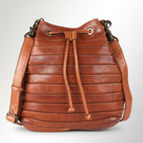 Spaghetti Western Swc138Btan Bucket Vintage Handmade Drum Dyed Genuine European Cowhide Leather Women Bag Western Handbag Purse