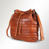 Spaghetti Western Swc138Btan Bucket Vintage Handmade Drum Dyed Genuine European Cowhide Leather Women Bag Western Handbag Purse