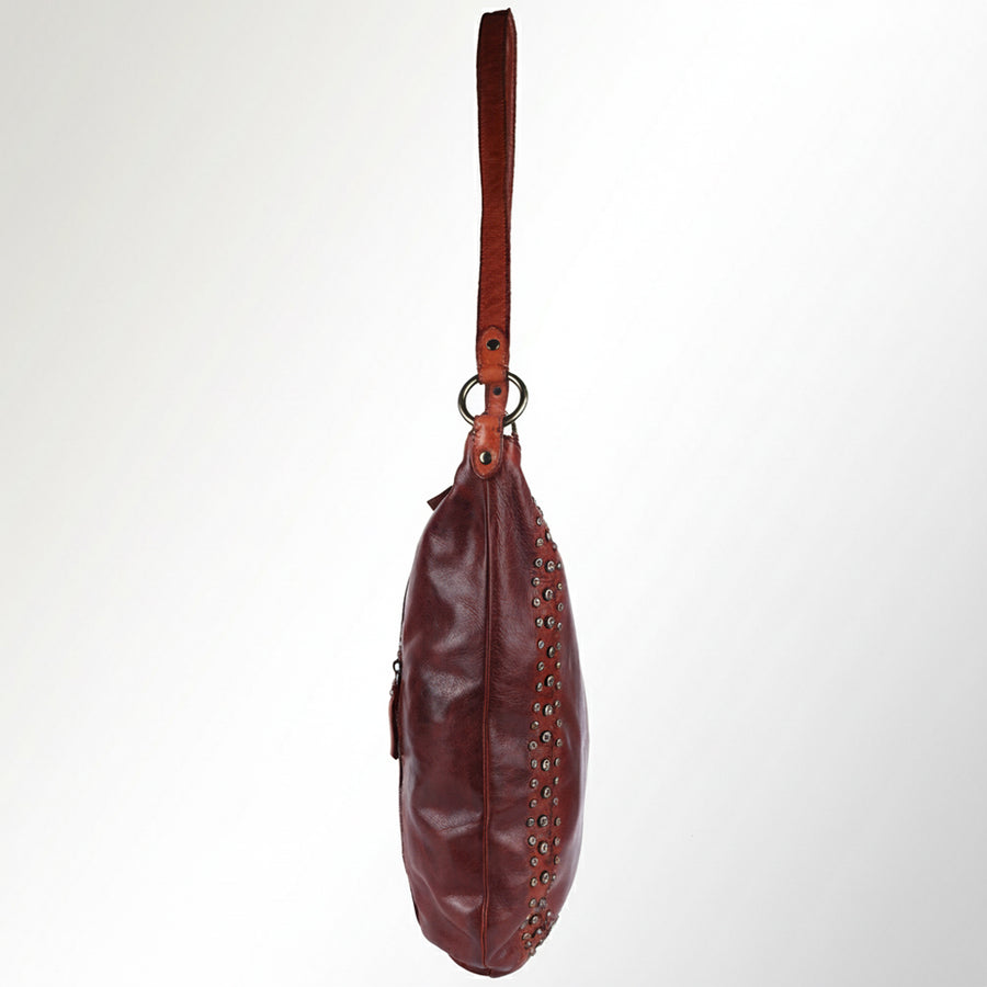 Spaghetti Western Swc142Acg Hobo Vintage Handmade Drum Dyed Genuine European Cowhide Leather Women Bag Western Handbag Purse
