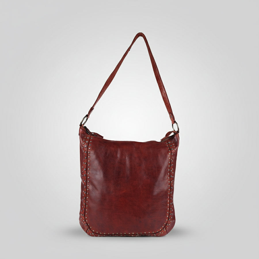 Spaghetti Western Swc142Acg Hobo Vintage Handmade Drum Dyed Genuine European Cowhide Leather Women Bag Western Handbag Purse