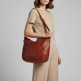 Spaghetti Western Swc143Cg Hobo Vintage Handmade Drum Dyed Genuine European Cowhide Leather Women Bag Western Handbag Purse