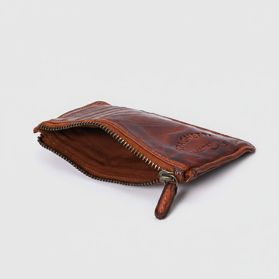 Spaghetti Western Swc146Acg Card-Holder Vintage Handmade Drum Dyed Genuine European Cowhide Leather Women Bag Western Handbag Purse