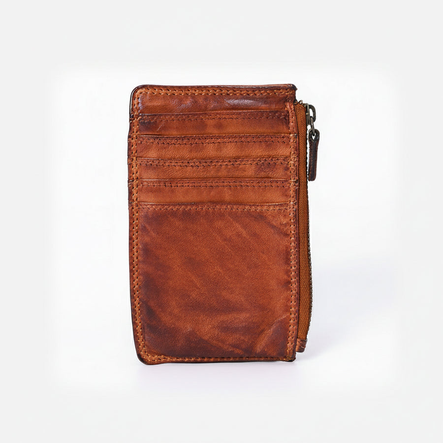 Spaghetti Western Swc146Acg Card-Holder Vintage Handmade Drum Dyed Genuine European Cowhide Leather Women Bag Western Handbag Purse