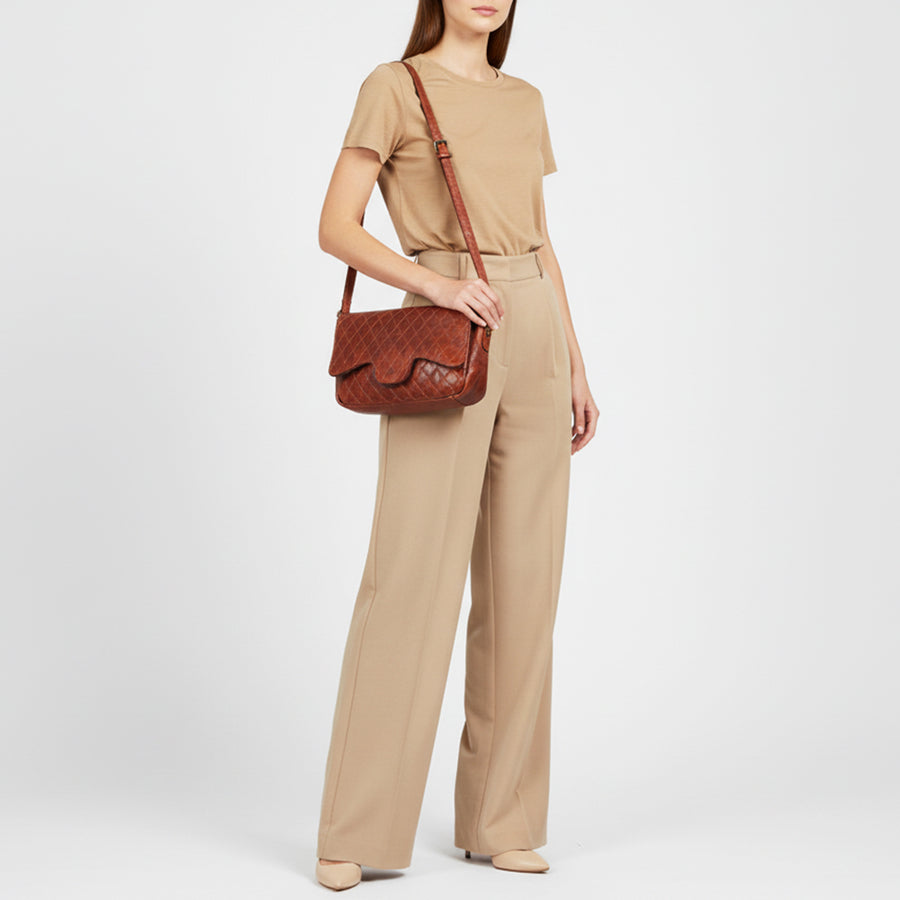 Spaghetti Western Swc151Cg Envelope Vintage Handmade Drum Dyed Genuine European Cowhide Leather Women Bag Western Handbag Purse
