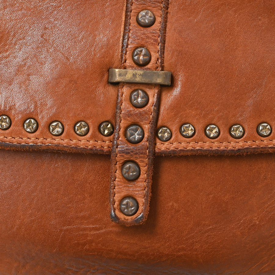 Spaghetti Western Swc155Tan Envelope Vintage Handmade Drum Dyed Genuine European Cowhide Leather Women Bag Western Handbag Purse