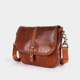 Spaghetti Western Swc155Tan Envelope Vintage Handmade Drum Dyed Genuine European Cowhide Leather Women Bag Western Handbag Purse