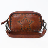 Spaghetti Western Swc166Cg Small Crossbody Vintage Handmade Drum Dyed Genuine European Cowhide Leather Women Bag Western Handbag Purse