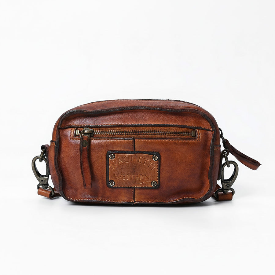 Spaghetti Western Swc166Cg Small Crossbody Vintage Handmade Drum Dyed Genuine European Cowhide Leather Women Bag Western Handbag Purse