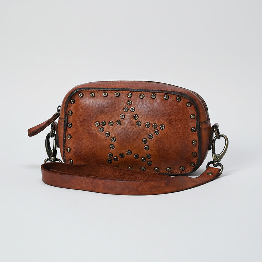 Spaghetti W. Swc166Cg Small Crossbody Vintage Handmade Drum Dyed by Hilason – Cowboy and equestrian accessories