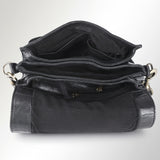 Spaghetti Western Swc170Blk Cross Body I Vintage Handmade Drum Dyed Genuine European Cowhide Leather Women Bag Western Handbag Purse