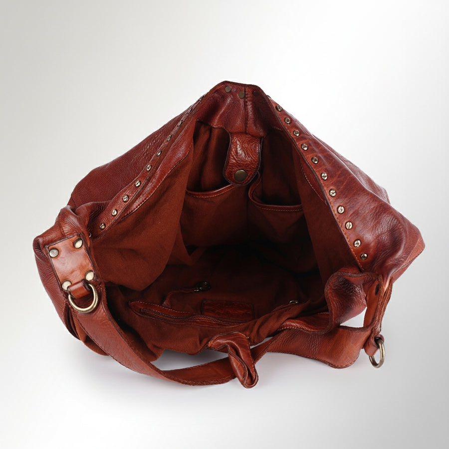 Spaghetti Western Swc176Cg Hobo Vintage Handmade Drum Dyed Genuine European Cowhide Leather Women Bag Western Handbag Purse