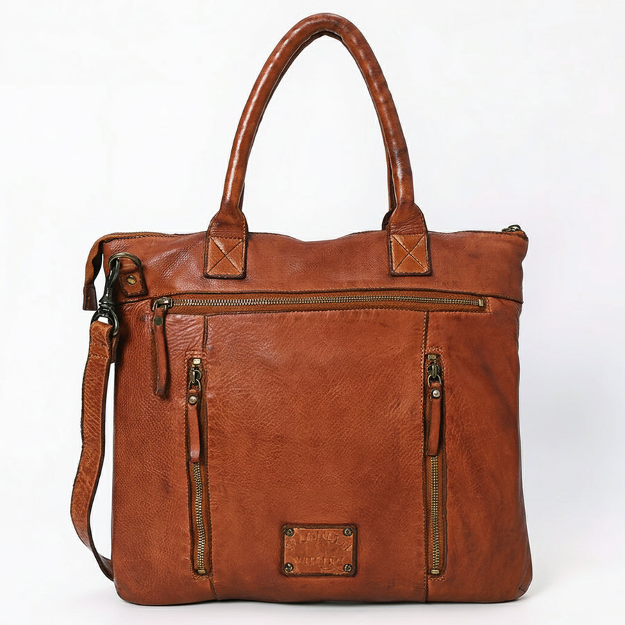 Spaghetti Western Swc179Cg Tote Vintage Handmade Drum Dyed Genuine European Cowhide Leather Women Bag Western Handbag Purse