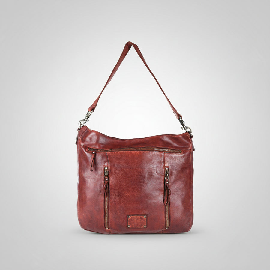 Spaghetti Western Swc180Cg Hobo Vintage Handmade Drum Dyed Genuine European Cowhide Leather Women Bag Western Handbag Purse