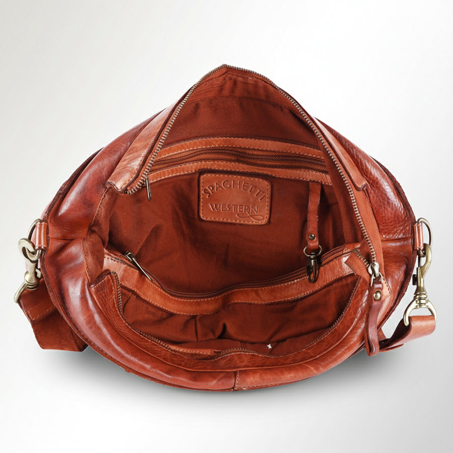 Spaghetti Western Swc181Cg Tote Vintage Handmade Drum Dyed Genuine European Cowhide Leather Women Bag Western Handbag Purse