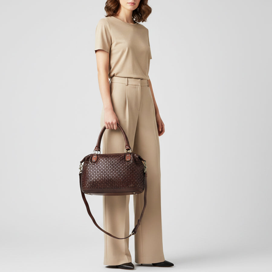 Spaghetti Western Swc182Brn Tote Vintage Handmade Drum Dyed Genuine European Cowhide Leather Women Bag Western Handbag Purse