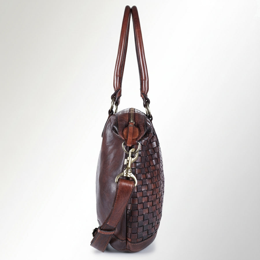 Spaghetti Western Swc182Brn Tote Vintage Handmade Drum Dyed Genuine European Cowhide Leather Women Bag Western Handbag Purse