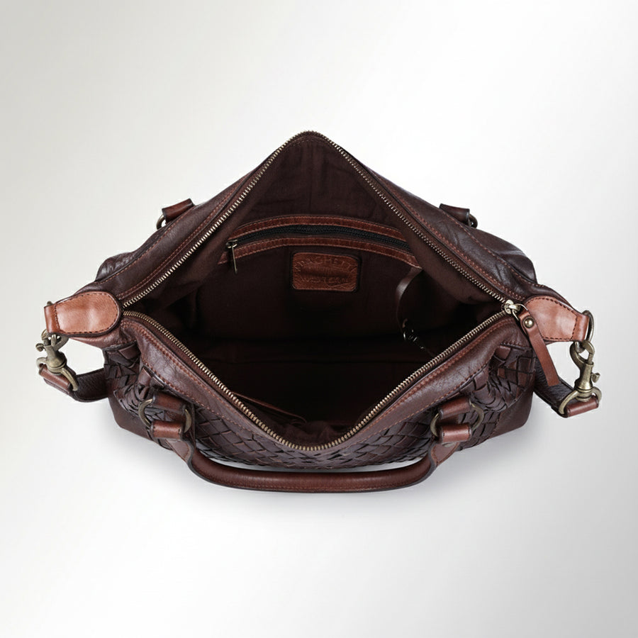 Spaghetti Western Swc182Brn Tote Vintage Handmade Drum Dyed Genuine European Cowhide Leather Women Bag Western Handbag Purse