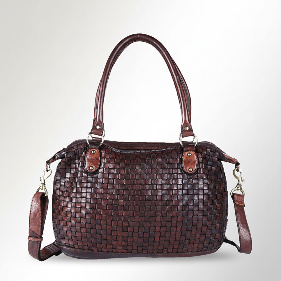 Spaghetti Western Swc182Brn Tote Vintage Handmade Drum Dyed Genuine European Cowhide Leather Women Bag Western Handbag Purse