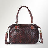 Spaghetti Western Swc182Brn Tote Vintage Handmade Drum Dyed Genuine European Cowhide Leather Women Bag Western Handbag Purse
