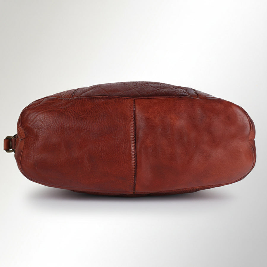 Spaghetti Western Swc183Cg Hobo Vintage Handmade Drum Dyed Genuine European Cowhide Leather Women Bag Western Handbag Purse