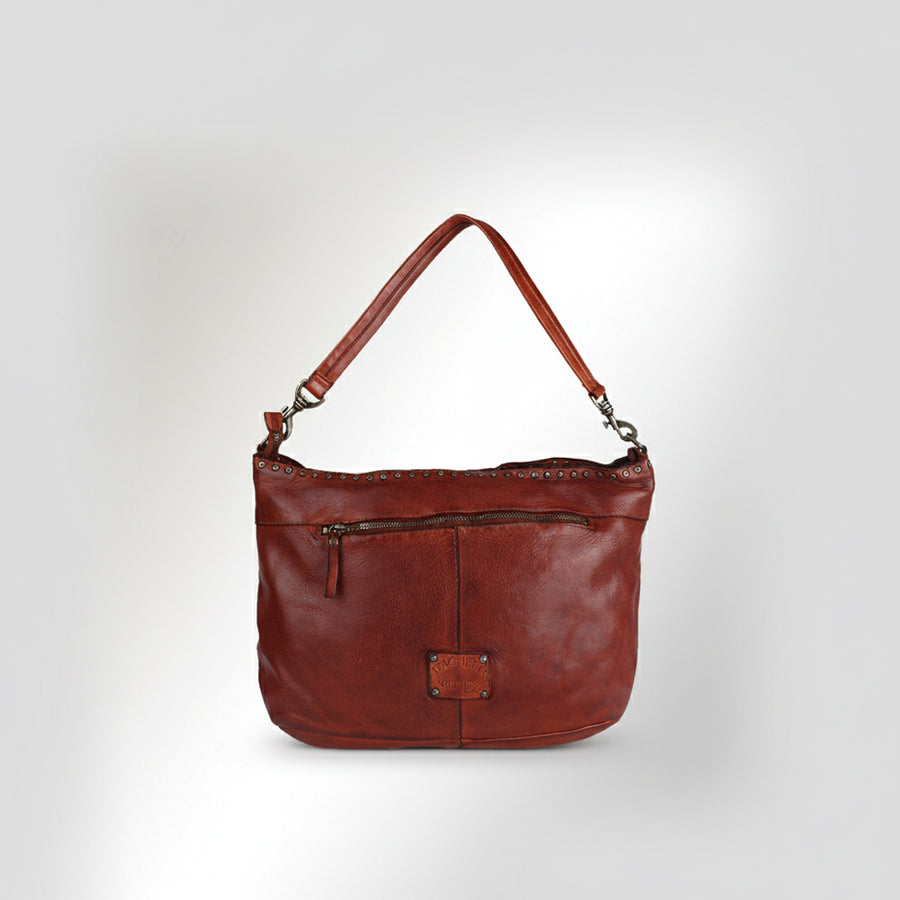 Spaghetti Western Swc183Cg Hobo Vintage Handmade Drum Dyed Genuine European Cowhide Leather Women Bag Western Handbag Purse