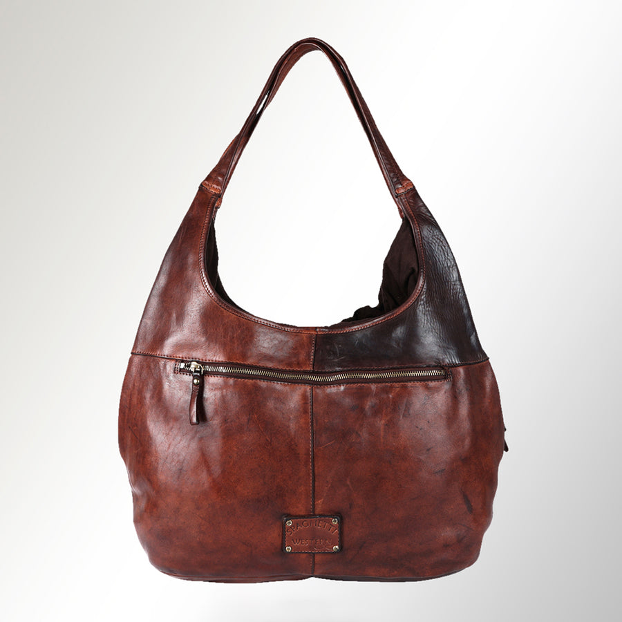 Spaghetti Western Swc184Tan Hobo Vintage Handmade Drum Dyed Genuine European Cowhide Leather Women Bag Western Handbag Purse
