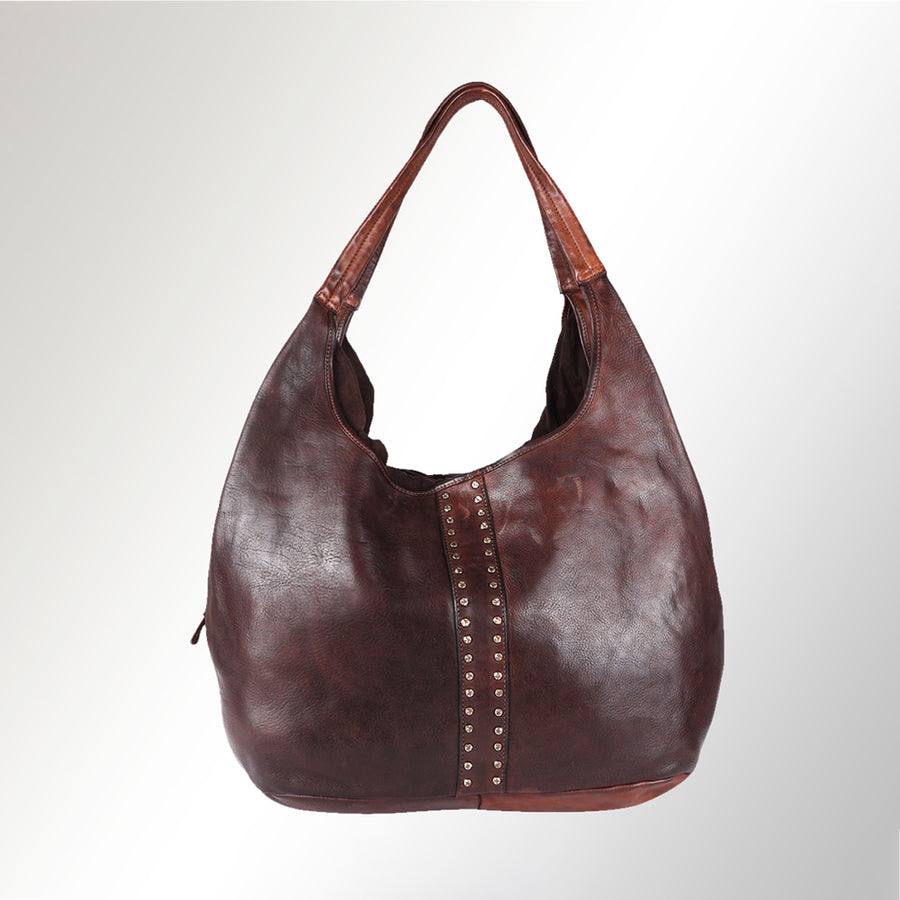 Spaghetti Western Swc184Tan Hobo Vintage Handmade Drum Dyed Genuine European Cowhide Leather Women Bag Western Handbag Purse