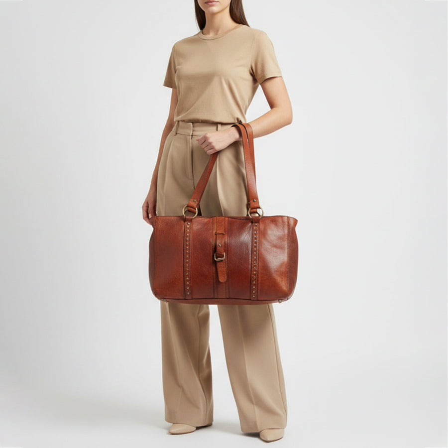 Spaghetti Western Swc186Cg Tote Vintage Handmade Drum Dyed Genuine European Cowhide Leather Women Bag Western Handbag Purse