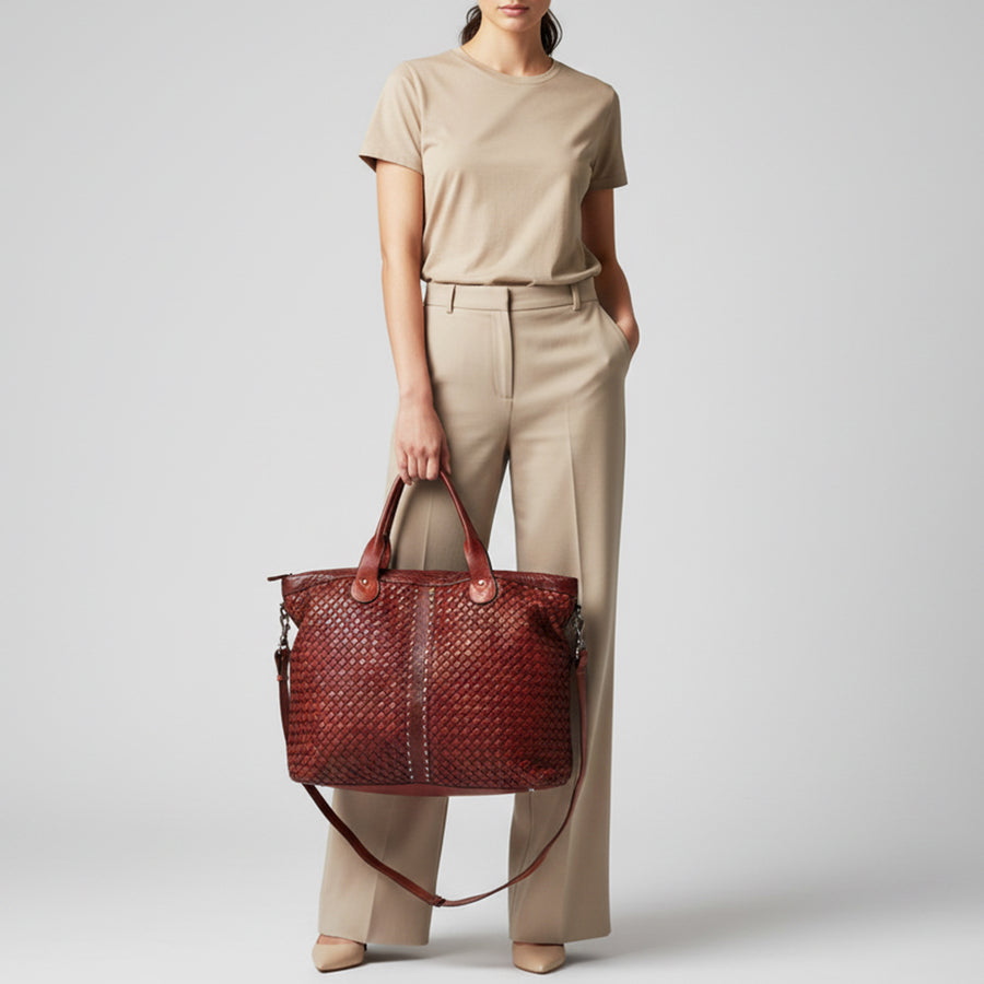 Spaghetti Western Swc187Cg Tote Vintage Handmade Drum Dyed Genuine European Cowhide Leather Women Bag Western Handbag Purse