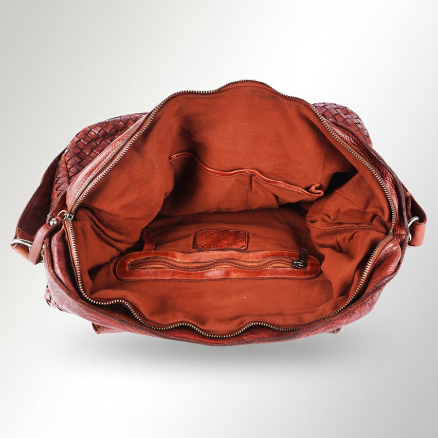 Spaghetti Western Swc187Cg Tote Vintage Handmade Drum Dyed Genuine European Cowhide Leather Women Bag Western Handbag Purse