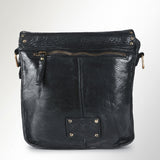 Spaghetti Western Swc198Blk Envelope Vintage Handmade Drum Dyed Genuine European Cowhide Leather Women Bag Western Handbag Purse