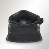 Spaghetti Western Swc198Blk Envelope Vintage Handmade Drum Dyed Genuine European Cowhide Leather Women Bag Western Handbag Purse