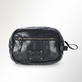 Spaghetti Western Swc200Blk Wristlet Vintage Handmade Drum Dyed Genuine European Cowhide Leather Women Bag Western Handbag Purse